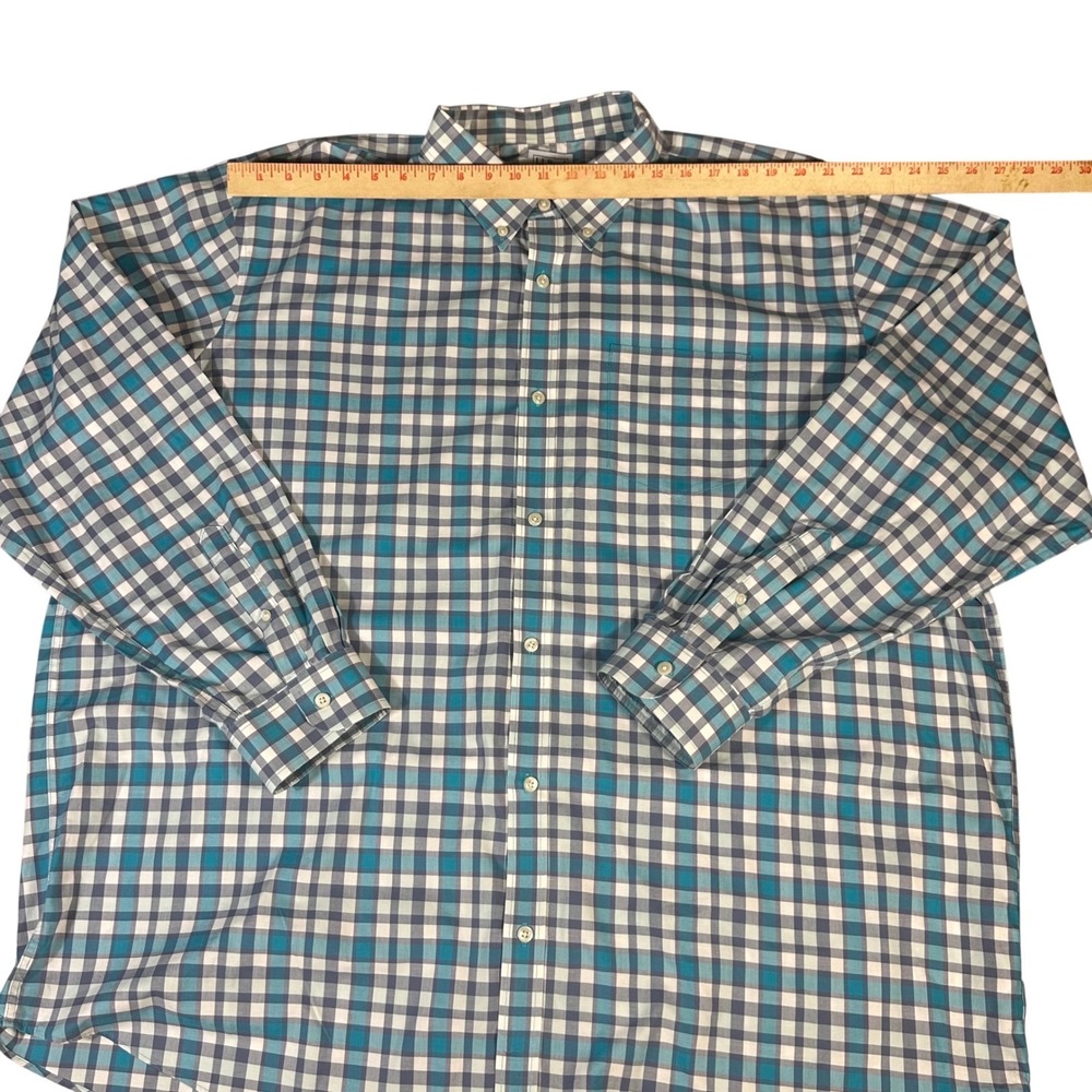 LL Bean Button Down Shirt Mens XXXL Blue White Gingham Plaid Traditional‎ Fit - Picture 5 of 8